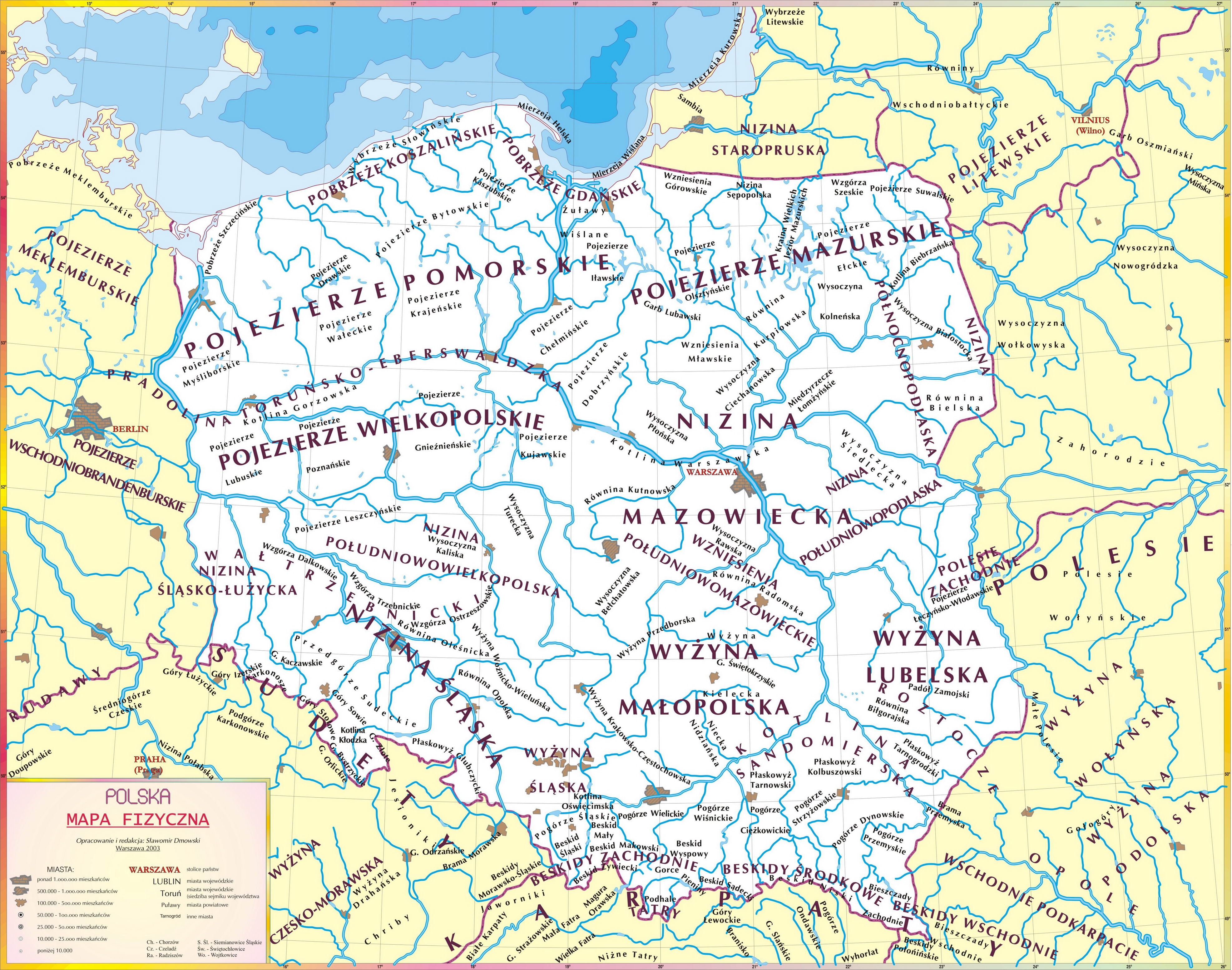 Mapa Z Rzekami Polski Podpisanymi