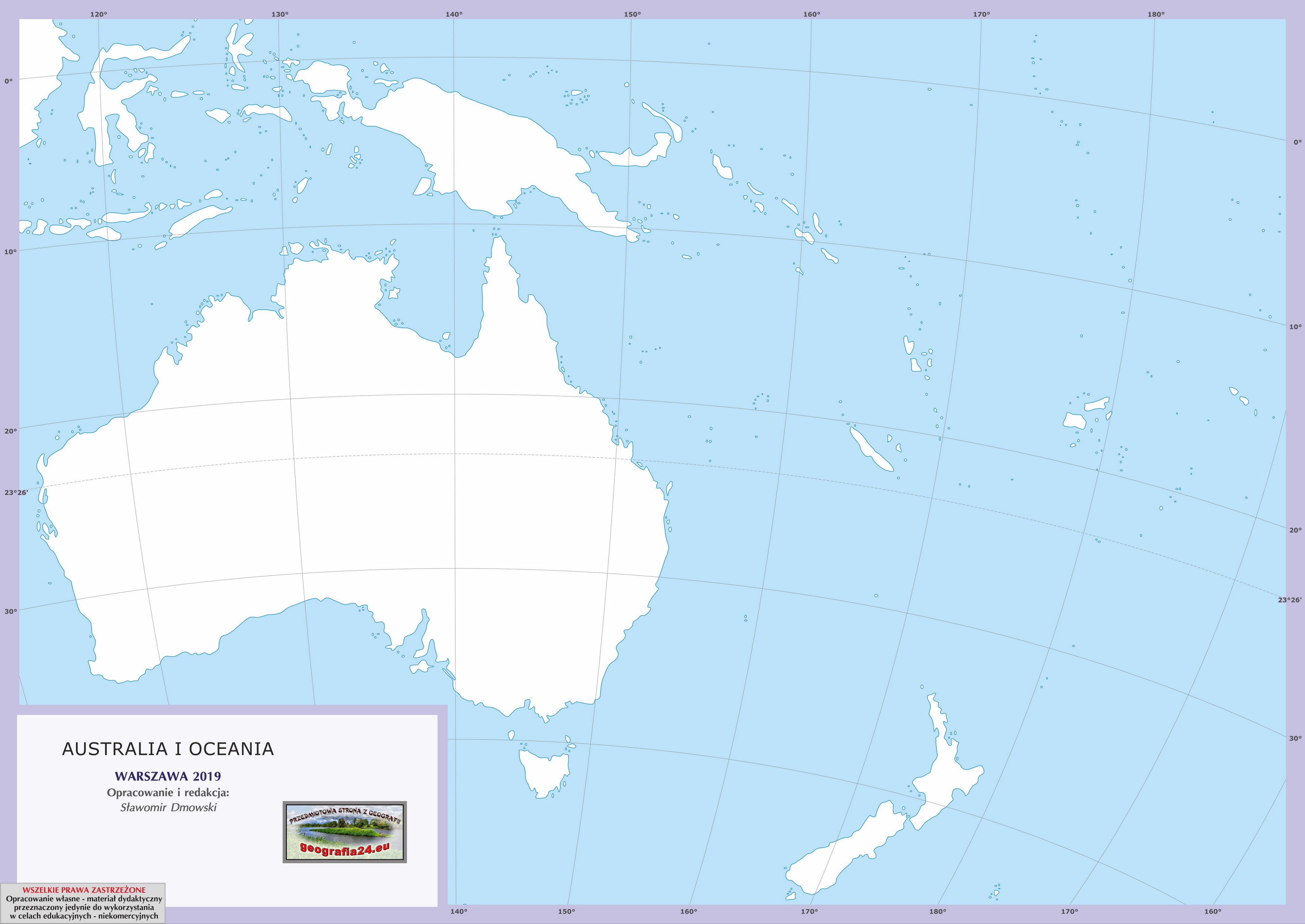Przedmiotowa Strona z Geografii Mapa Fizyczna Australia I Oceania