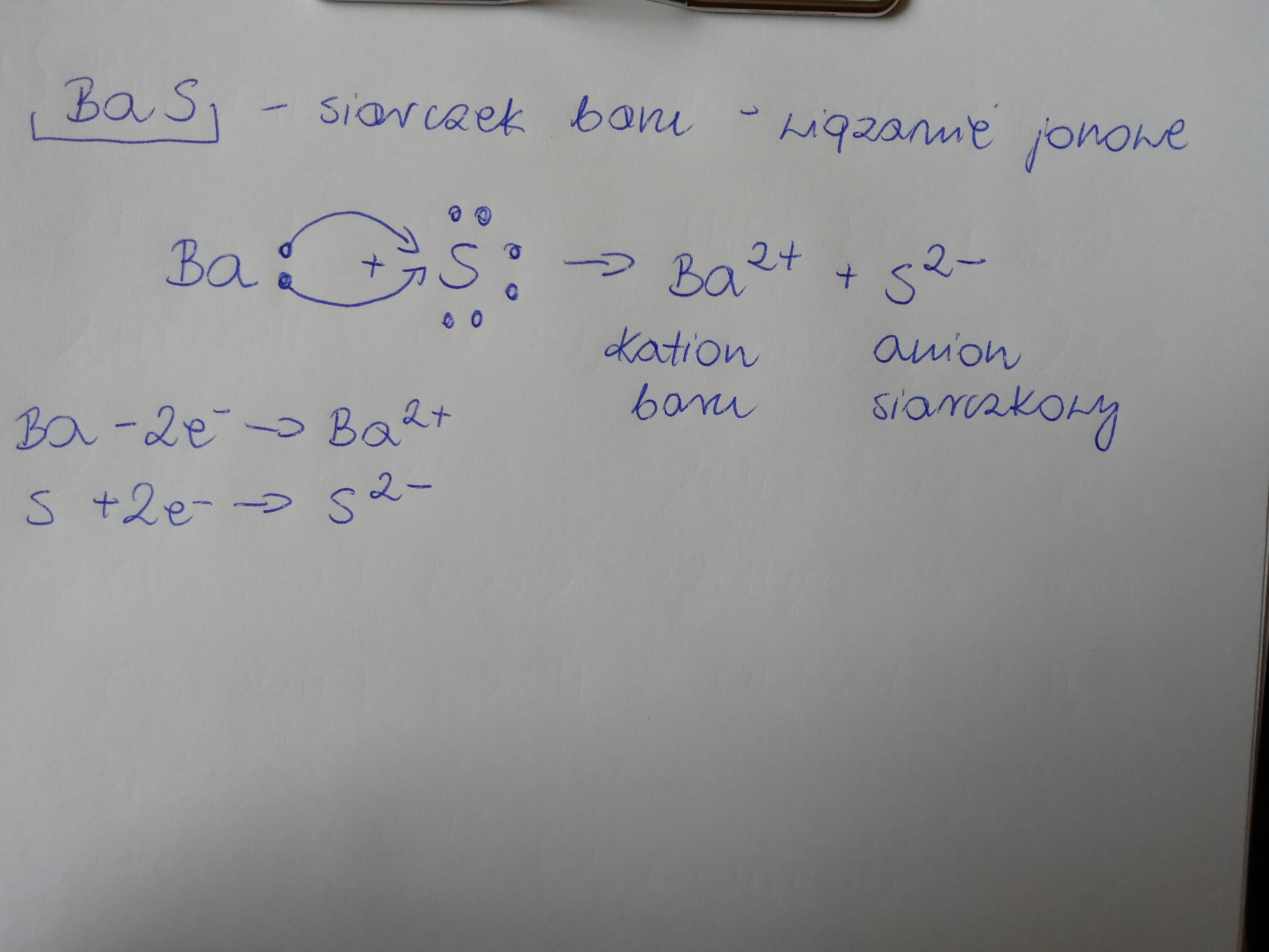 Przedstaw mechanizm powstawania wiązania jonowego między atomami Ba i S Napisz Równanie Powstawania Jonów Z Atomów Pierwiastków Chemicznych