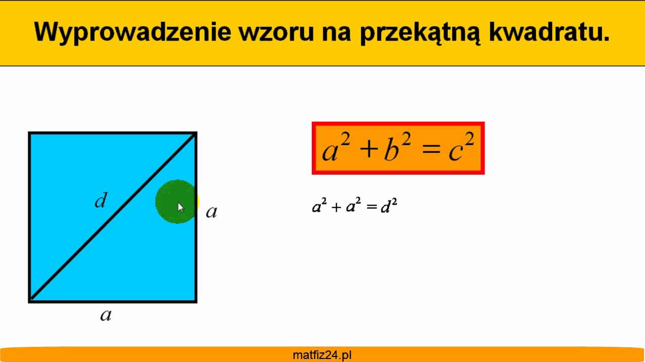 Przekątna kwadratu - Wzór - Matfiz24.pl - YouTube Wzor Na Przekatna W Kwadracie
