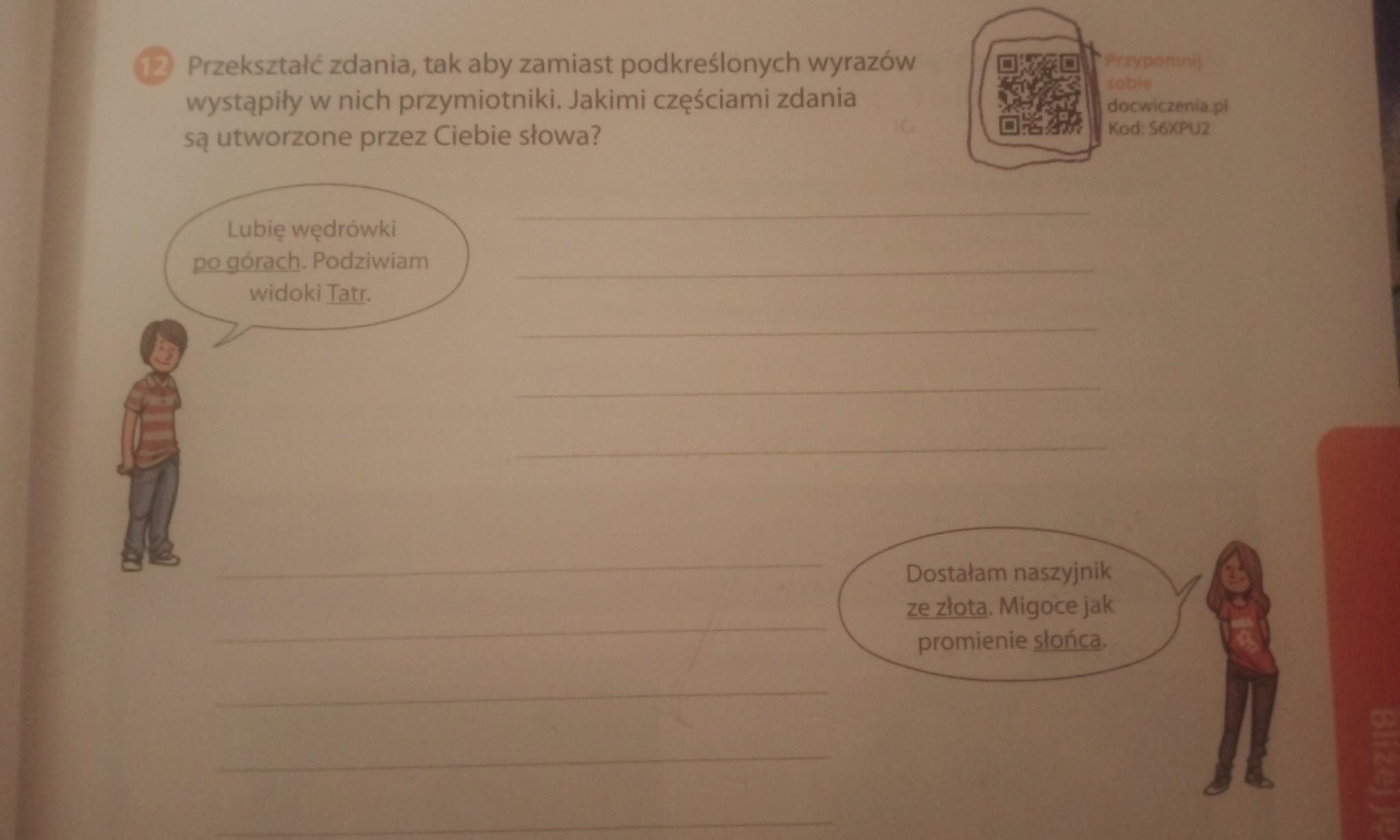 Przekształć zdania, tak aby zamiast podkreślonych wyrazów wystąpiły w Docwiczenia Pl Polski Klasa 5