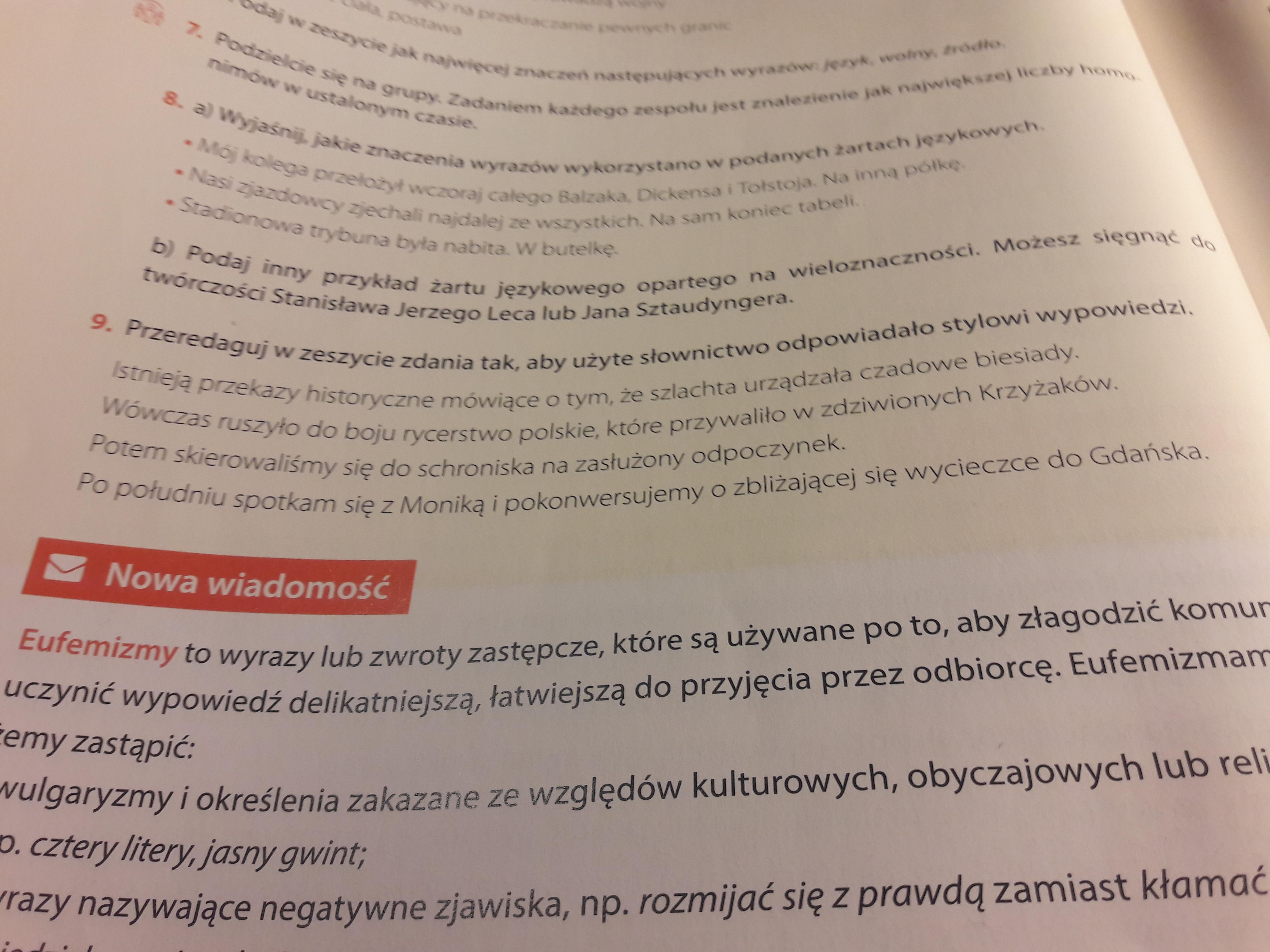 Przeredaguj zdania tak aby użyte słownictwo odpowiadało stylowi Przeredaguj Wypowiedzi Tak By Byly Zgodne Z Zasadami Etykiety Jezykowej