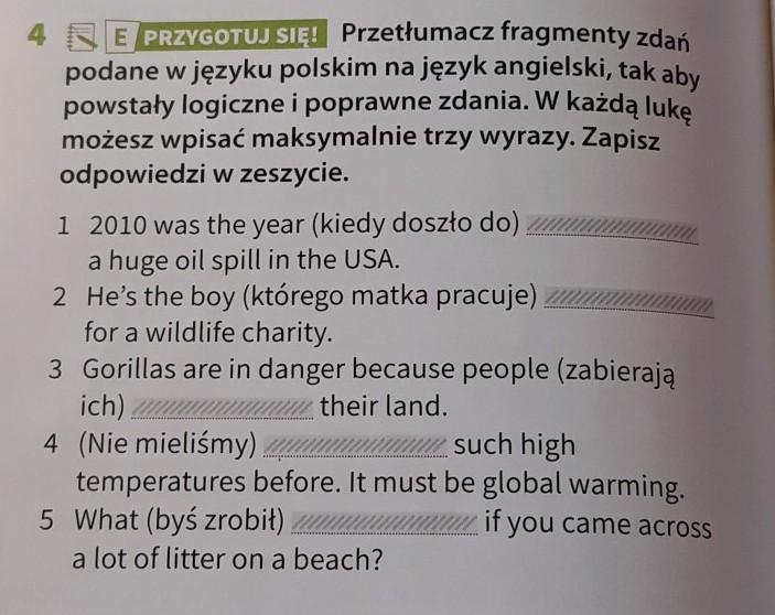 Przetłumacz fragmenty zdań podane w języku polskim na język angielski Przetłumacz Fragmenty Zdań W Języku Polskim Na Język Angielski