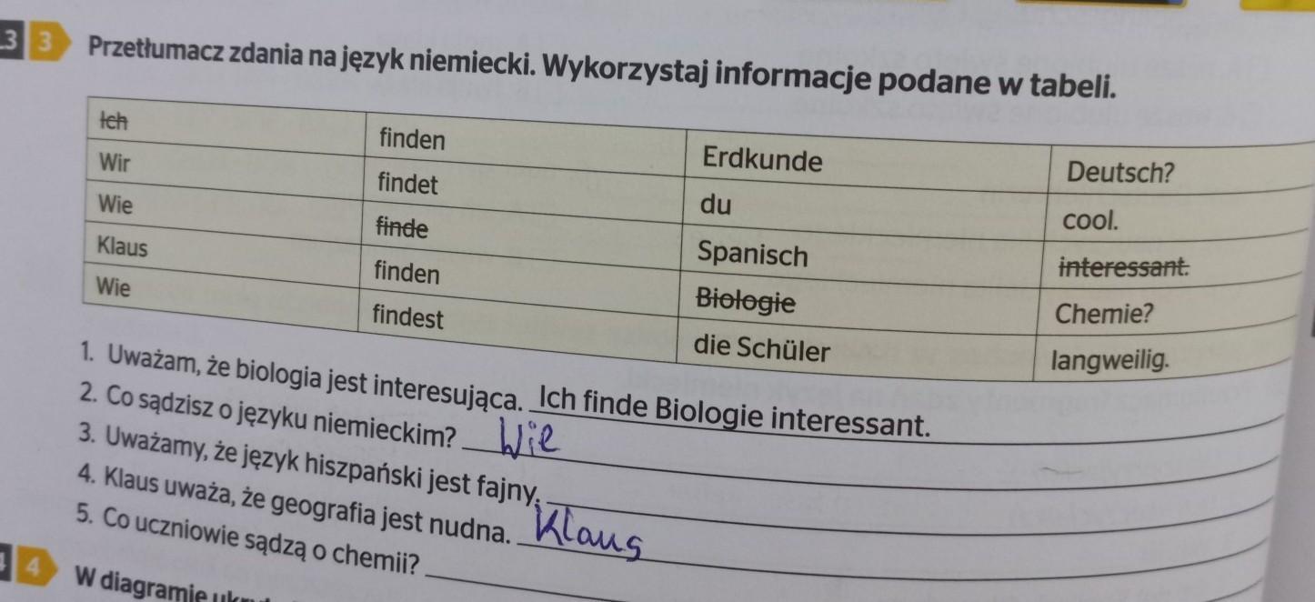 Przetłumacz Zdania Na Język Niemiecki I Uzupełnij Nimi Minidialogi