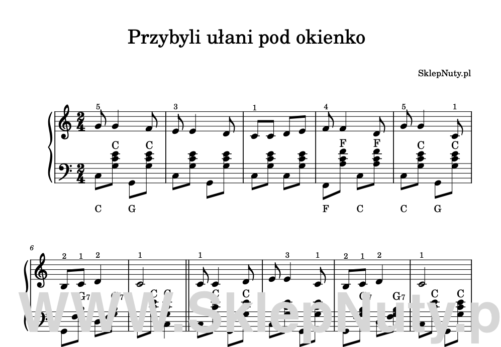 Przybyli ułani pod okienko - nuty na akordeon Przybyli Ułani Pod Okienko Nuty Na Flet