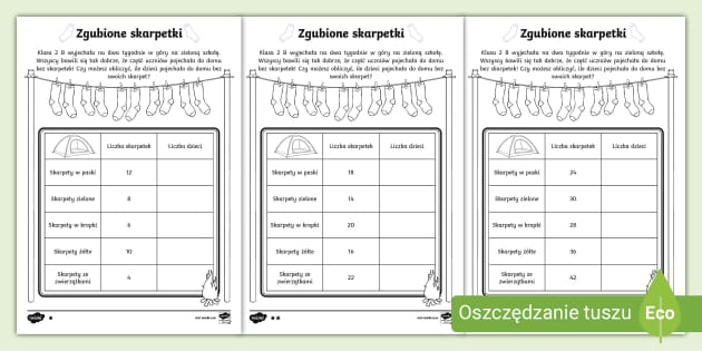 Przygody 10 Skarpetek Karty Pracy