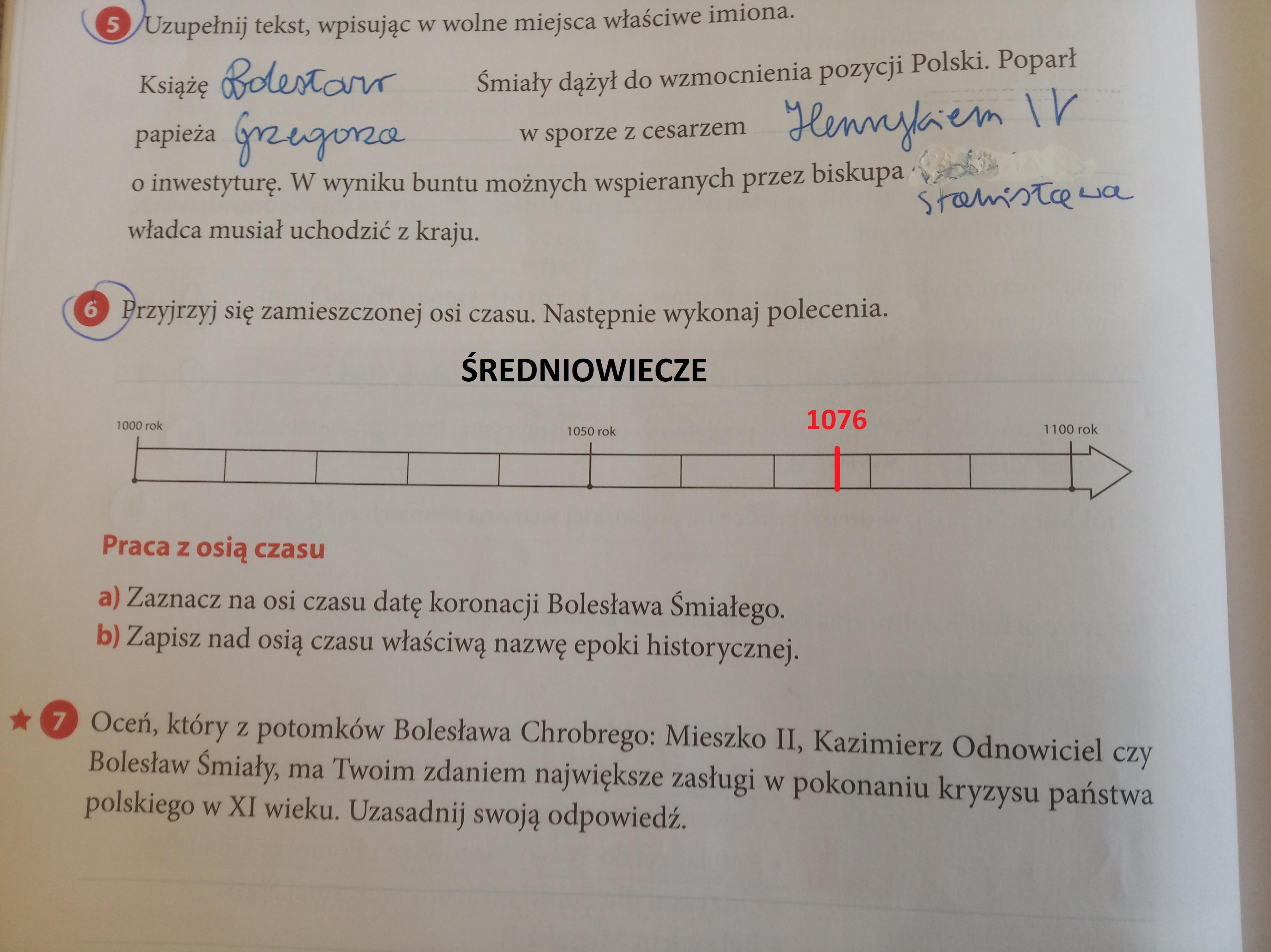 Przyjrzyj Się Zamieszczonej Osi Czasu Następnie Wykonaj Polecenia Klasa 6