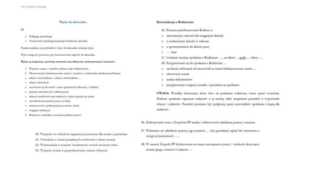 Przykładowe Wpisy Do Dziennika Pedagoga