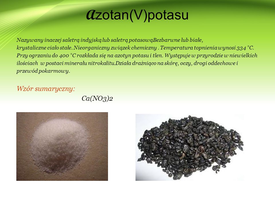Azotan V Potasu Wzór Sumaryczny