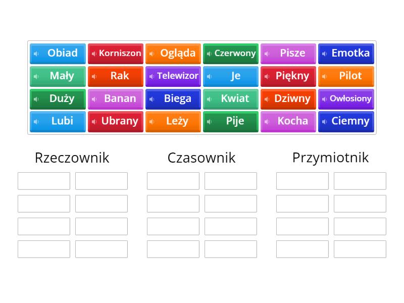 Rzeczownik Czasownik Przymiotnik Klasa 3