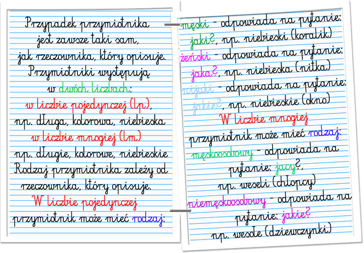 przymiotniki - zajecia3 Podkreśl W Tekście Przymiotniki Wraz Z Określanymi Przez Nie Rzeczownikami
