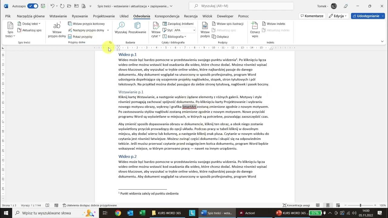 Przypisy dolne i końcowe Word 365 - YouTube Jak Zrobić Przypis Ze Słownika Internetowego