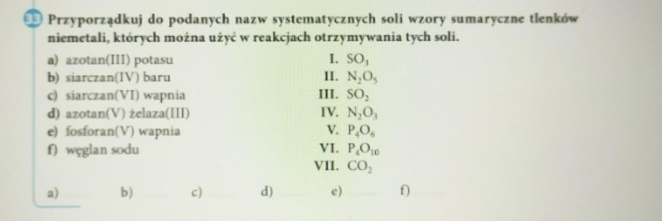 Przyporządkuj do podanych nazw systematycznych soli wzory sumaryczne Napisz Wzory Sumaryczne Tlenków O Podanych Nazwach Systematycznych