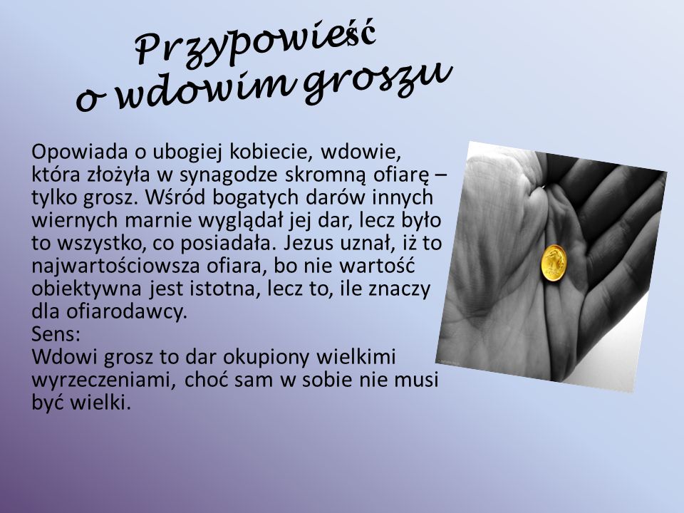 Przypowieść Biblijna O Wdowim Groszu