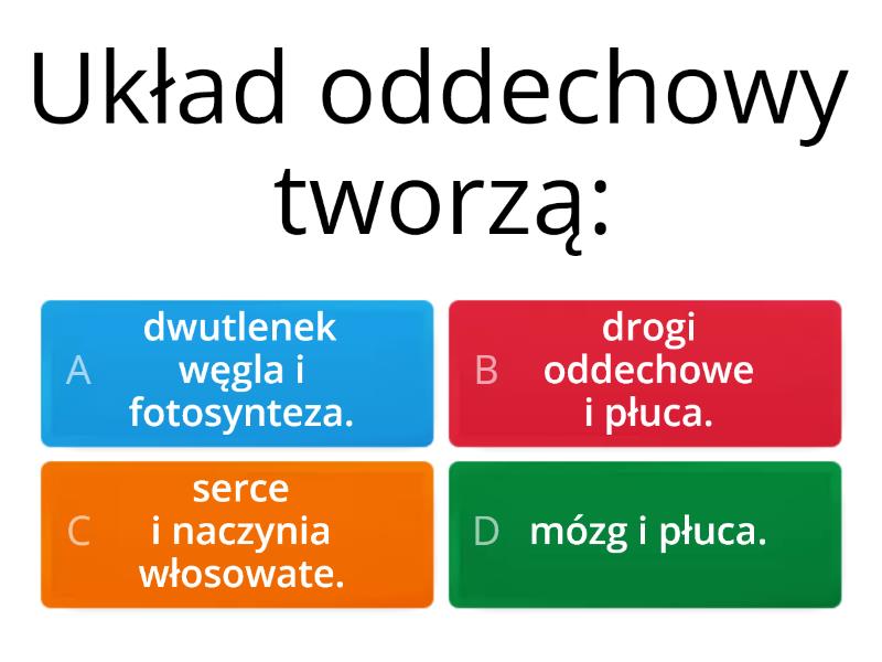Przyroda kl. 4 dział 4 - Układ oddechowy zapewnia wymianę gazową. - Test Test Przyroda Klasa 4 Dzial 4