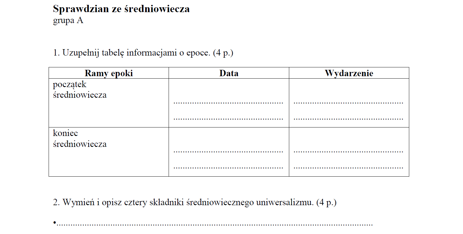 Sprawdzian Polski 1 Liceum Antyk