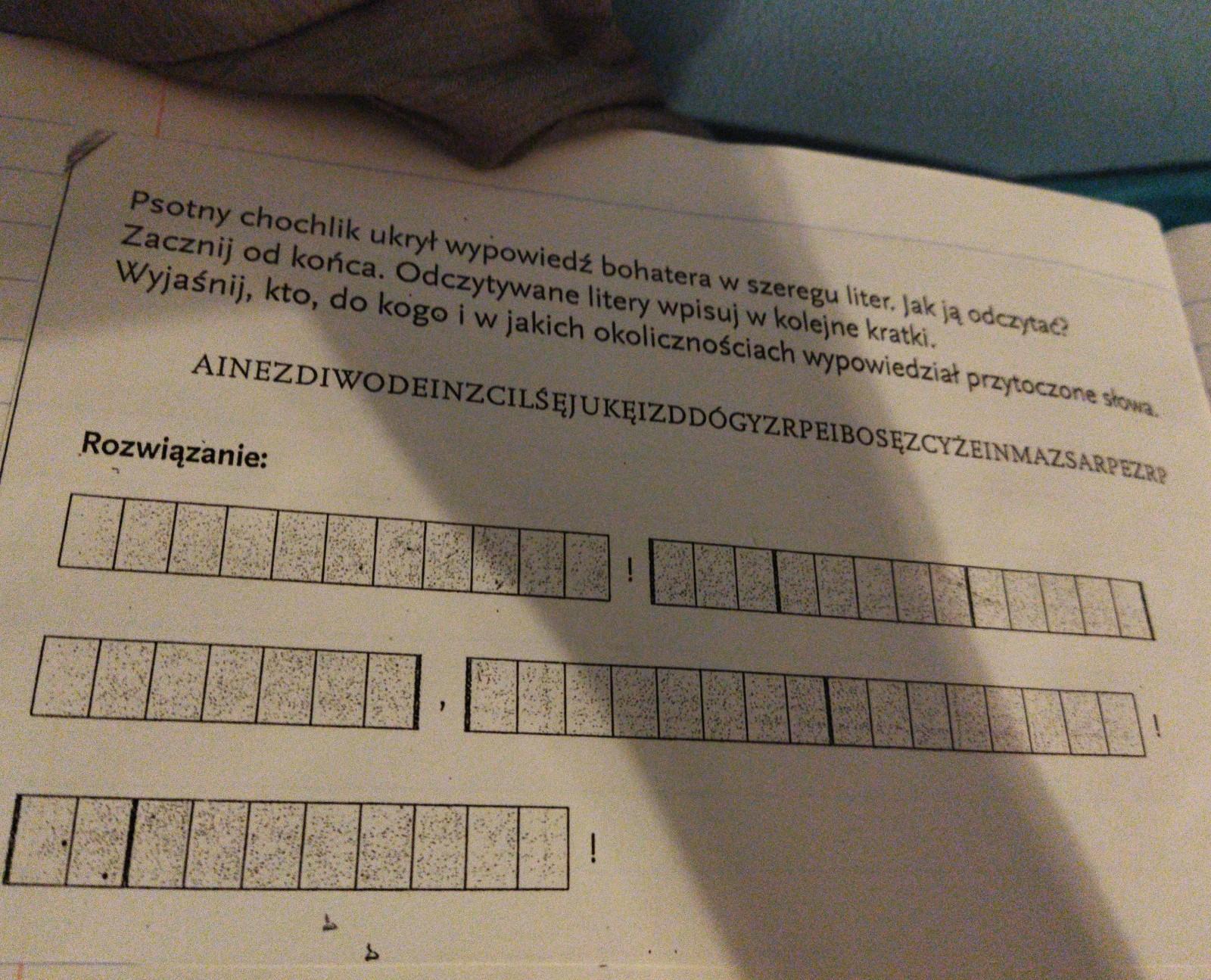 psotny chochlik ukrył wypowiedz bohatera w szeregu jak ją odczytać Przypomnij Kto I W Jakich Okolicznościach Wypowiedział Zacytowane Słowa
