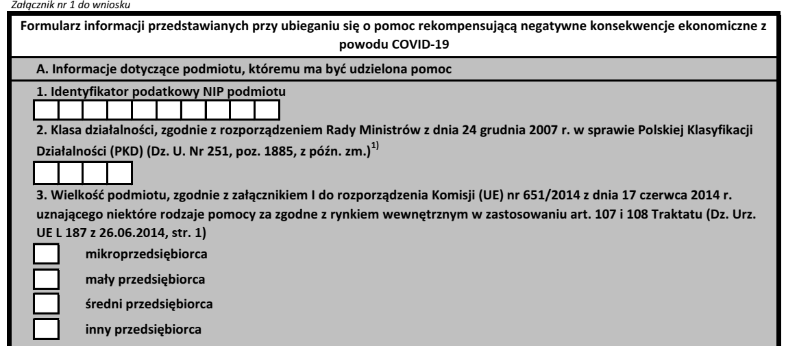 PSZ-PKDG Formularz Informacji Przedstawianych Przy Ubieganiu Się O Pomoc Inną Niż