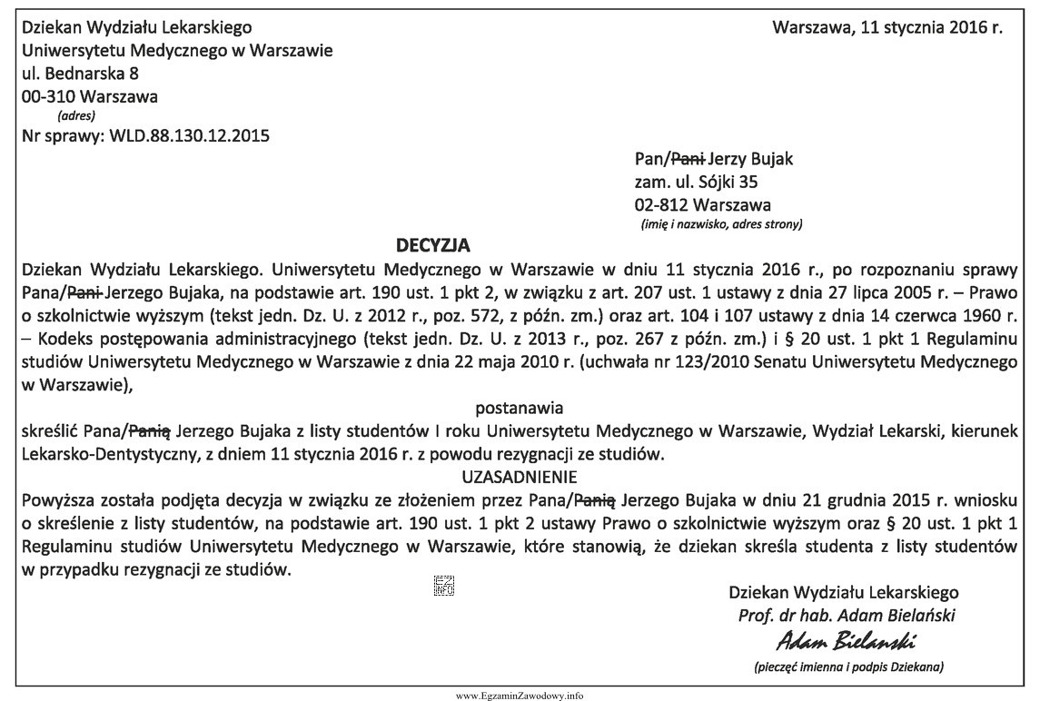 Pytanie nr 37380 ️ Kwalifikacje w Zawodzie Decyzja W Trybie Art 226 Ordynacji Podatkowej Wzór