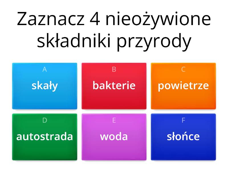 QUIZ PRZYRODA - 4 KLASA - Test Quiz Przyroda Klasa 4 Dzial 4