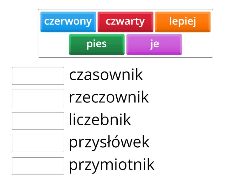 Quiz wordwall język polski rzeczowniki krzyżówka. - Match up Test Kompetencji Kl 5 J Polski