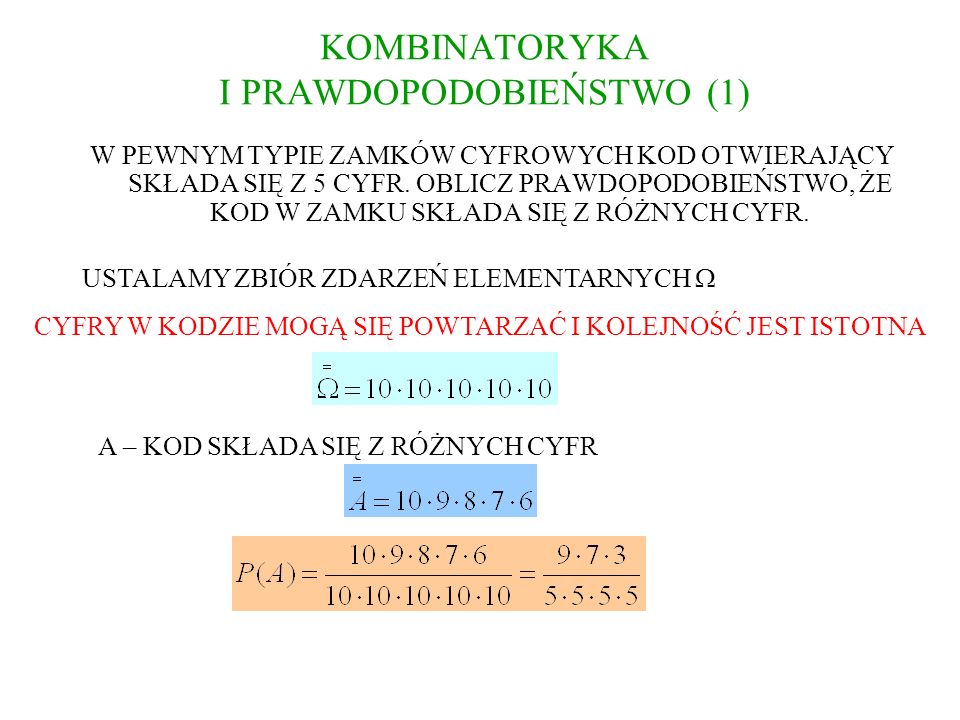 RACHUNEK PRAWDOPODOBIEŃSTWA - ppt pobierz Kombinatoryka I Rachunek Prawdopodobieństwa Zadania