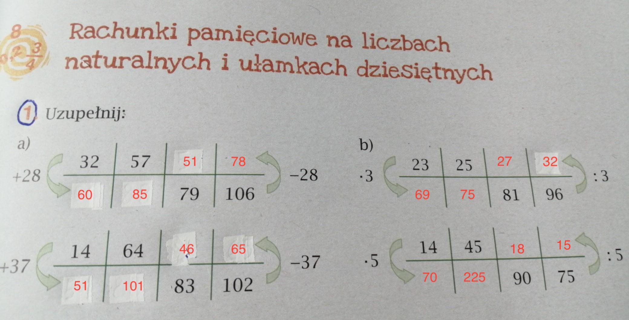 Rachunki pamięciowe na liczbach naturajnych i ułamkach dziesiętnych Zad Rachunki Pamięciowe Na Liczbach Naturalnych I Ułamkach Dziesiętnych