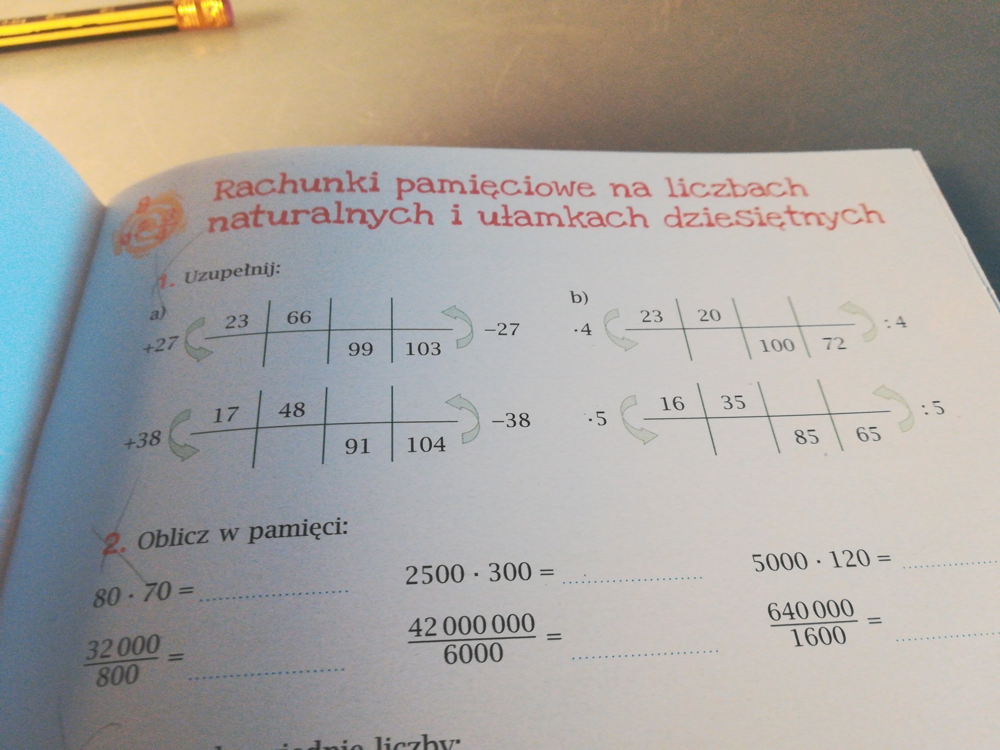 rachunki pamięciowe na liczbach naturalnych - Brainly.pl Rachunki Pamięciowe Na Dużych Liczbach Klasa 4 ćwiczenia