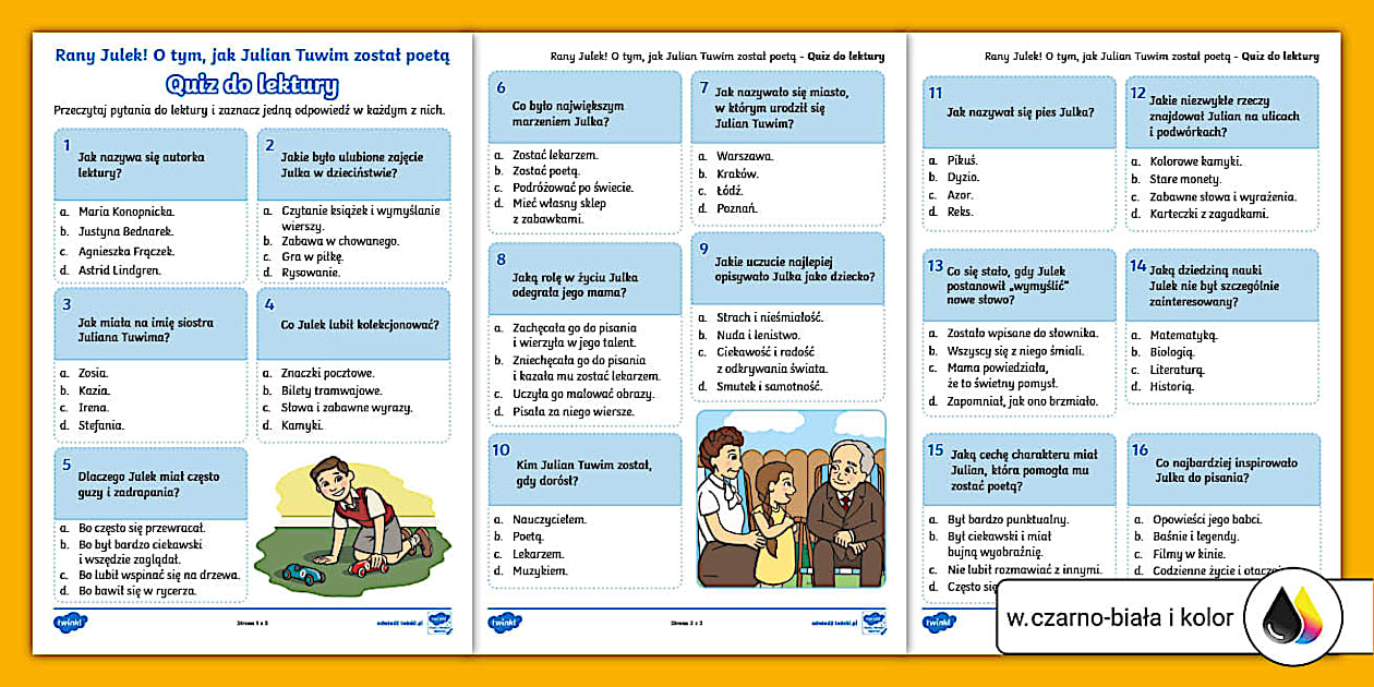 Rany Julek! | Quiz do lektury | Karta pracy - Twinkl Pytania Do Lektury Rany Julek