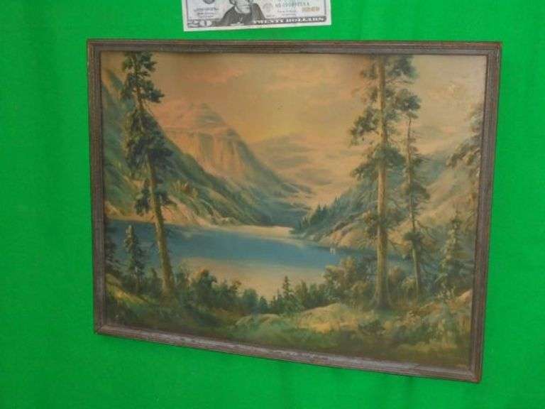 Rare, Vintage W.M. Thompson Litho Print of Lake Louise. Framed under Zmiany Naczyniopochodne W Mózgu Leczenie