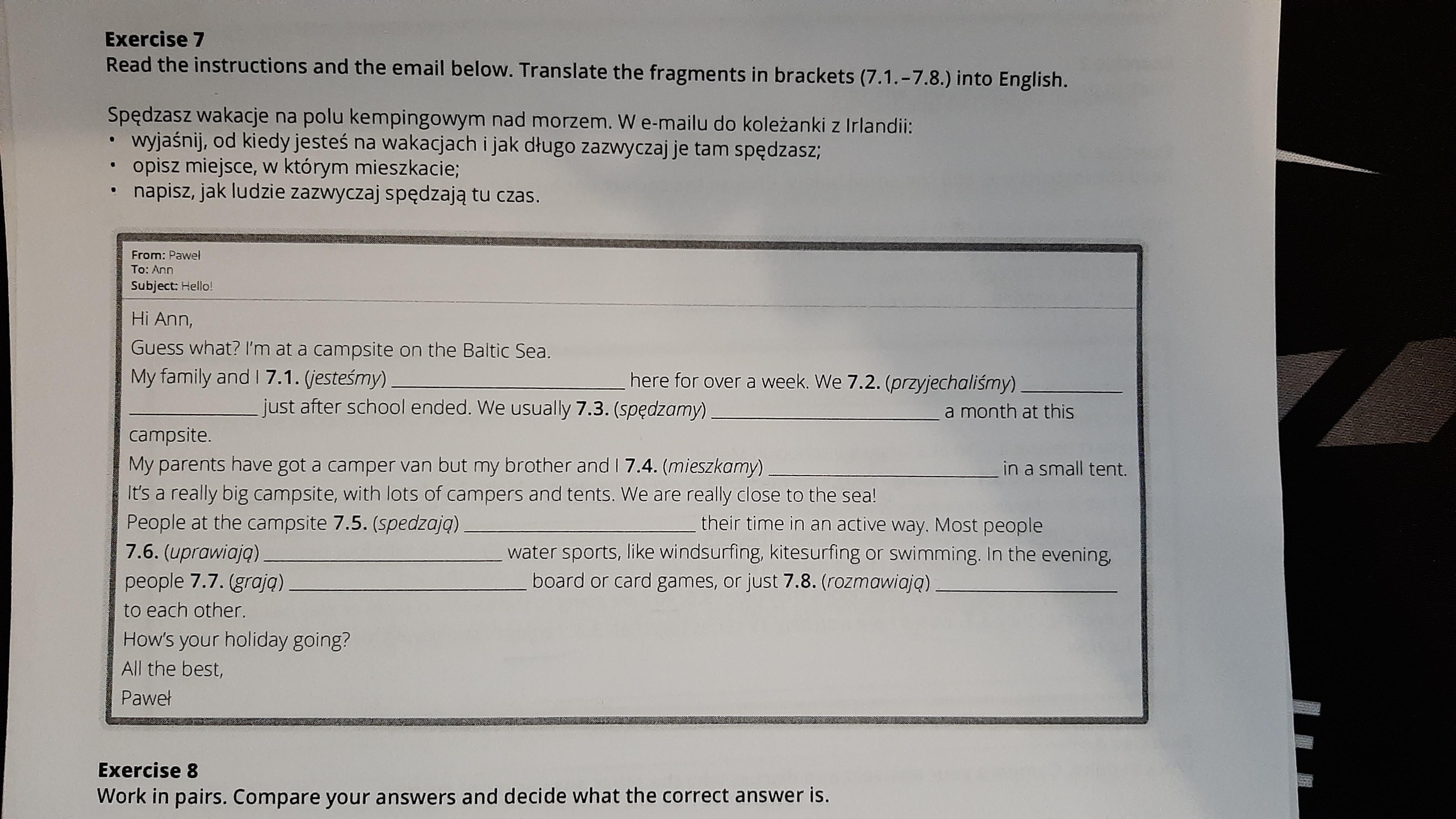 Translate The Fragments In Brackets Into English Przechodzilem Obok