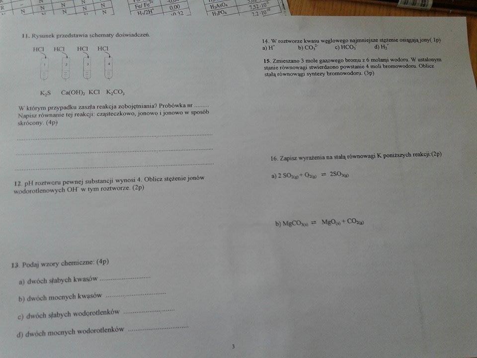 Reakcje Chemiczne W Roztworach Wodnych Sprawdzian Grupa B