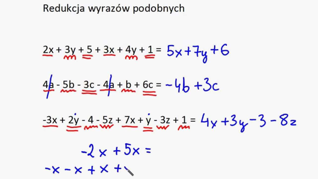 Wykonaj Dzialania I Zredukuj Wyrazy Podobne