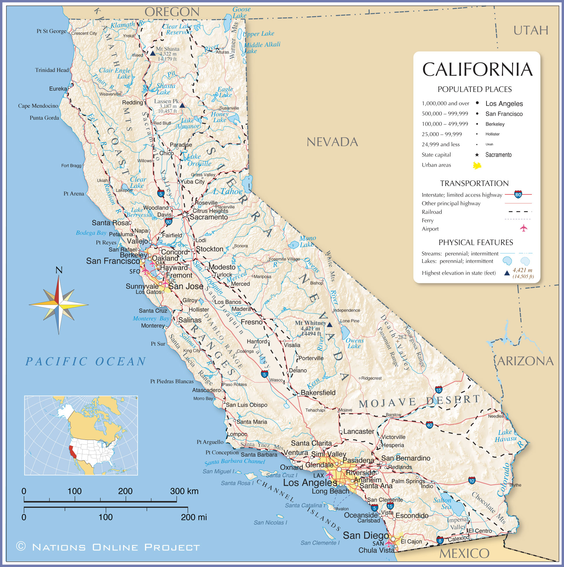 Reference Maps of California, USA - Nations Online Project Całkiem Jaka To Część Mowy
