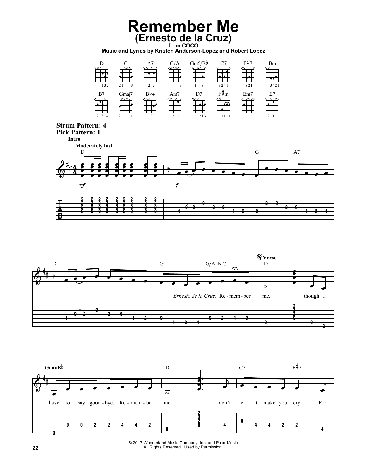 Coco Remember Me Guitar Tab