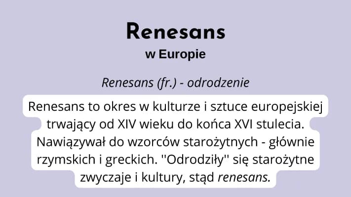 Renesans Narodziny Nowej Epoki Klasa 6