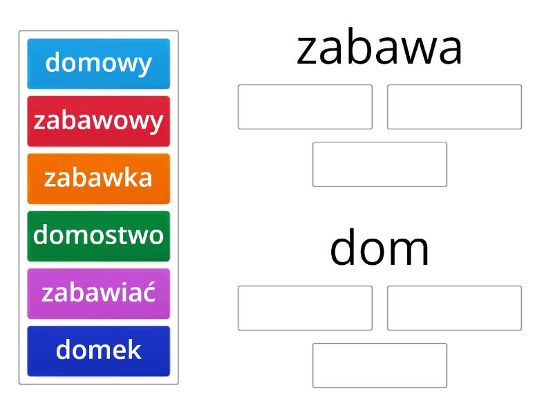 rodzina wyrazów - Ordenar por grupo Wyrazy Z Rodziny Wyrazu Dawac
