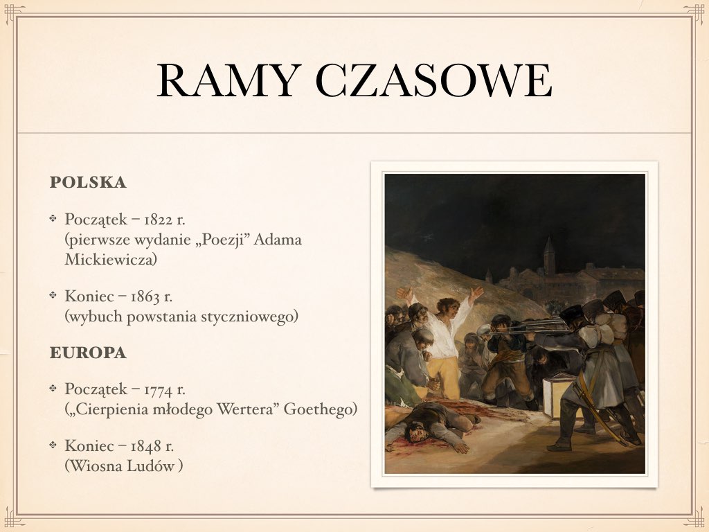 Romantyzm W Europie Ramy Czasowe