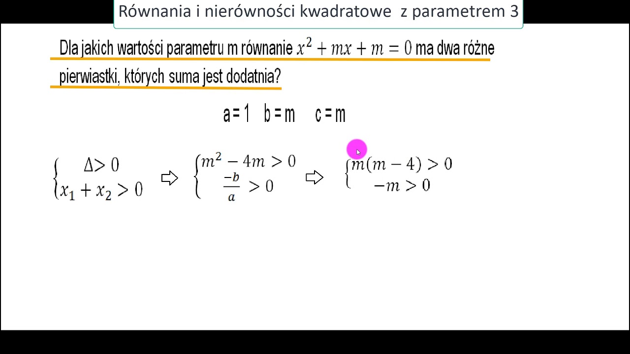Równania kwadratowe z parametrem 3 - YouTube Równania Kwadratowe Z Parametrem Warunki