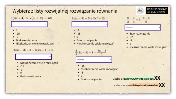 Równania Z Jedną Niewiadomą Zadania