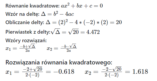 Równanie kwadratowe Rwnania Kwadratowe Zadania Z Rozwiazaniami