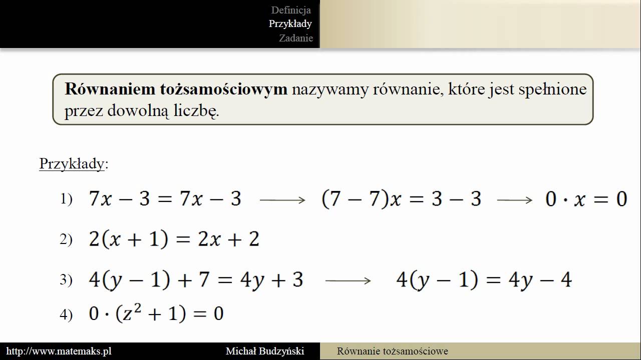 Co To Jest Rownanie Tozsamosciowe