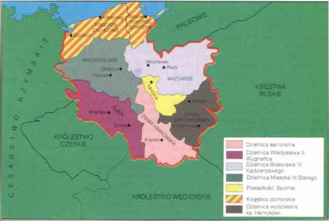 Rozbicie Dzielnicowe Mapa | Mapa Mapa Rozbicia Dzielnicowego W Polsce