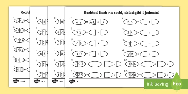 Setki Dziesiątki I Jedności Klasa 3 Karty Pracy