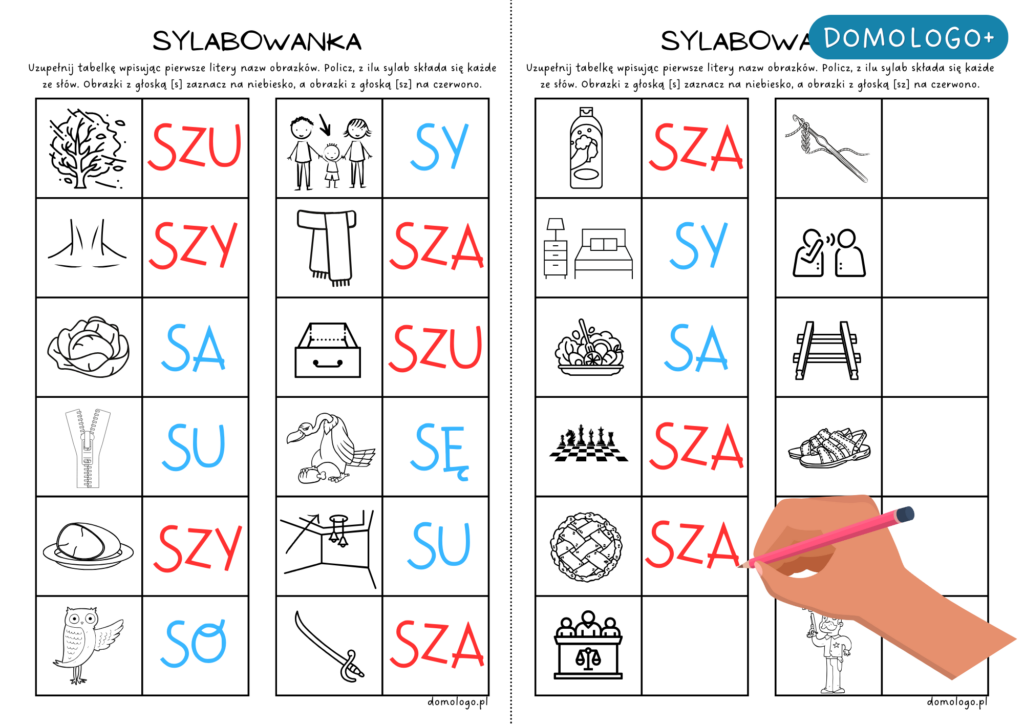różnicowanie [s-sz] - Domologo.pl Roznicowanie Sz S Karty Pracy