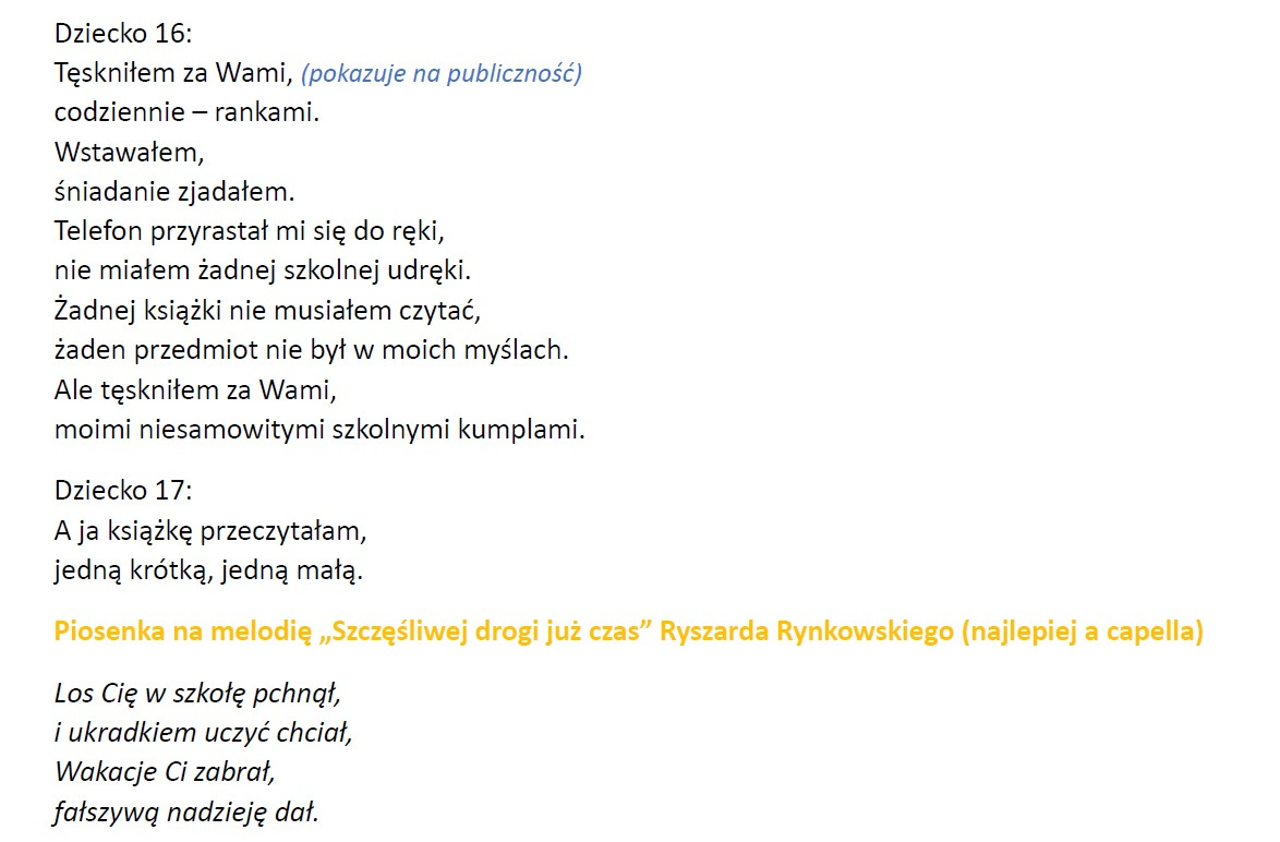 Rozpoczęcie roku szkolnego - scenariusz Scenariusz Rozpoczęcia Roku Szkolnego W Szkole Podstawowej Na Wesoło