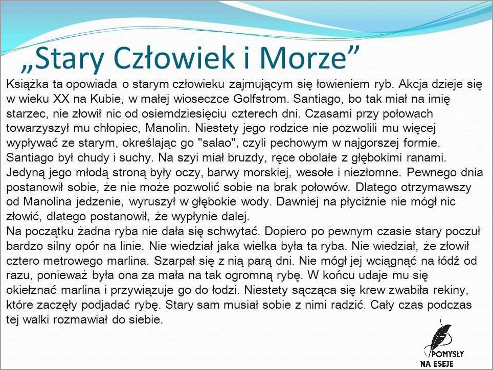 Rozprawka Stary Czlowiek I Morze