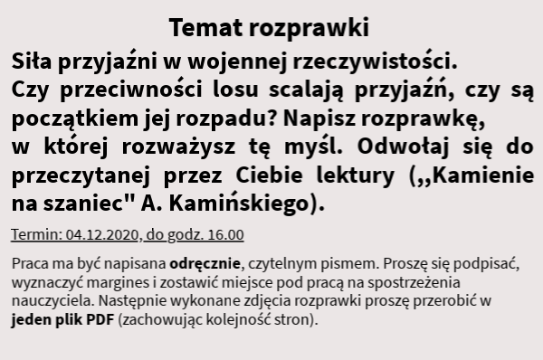 Kamienie Na Szaniec Rozprawka Obrona Ojczyzny Prawo Czy Obowiazek