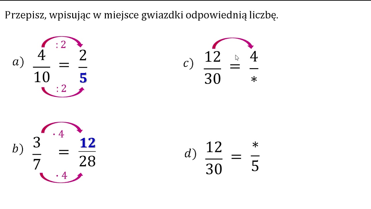 Rozszerzanie I Skracanie Ulamkw Uzupelnij