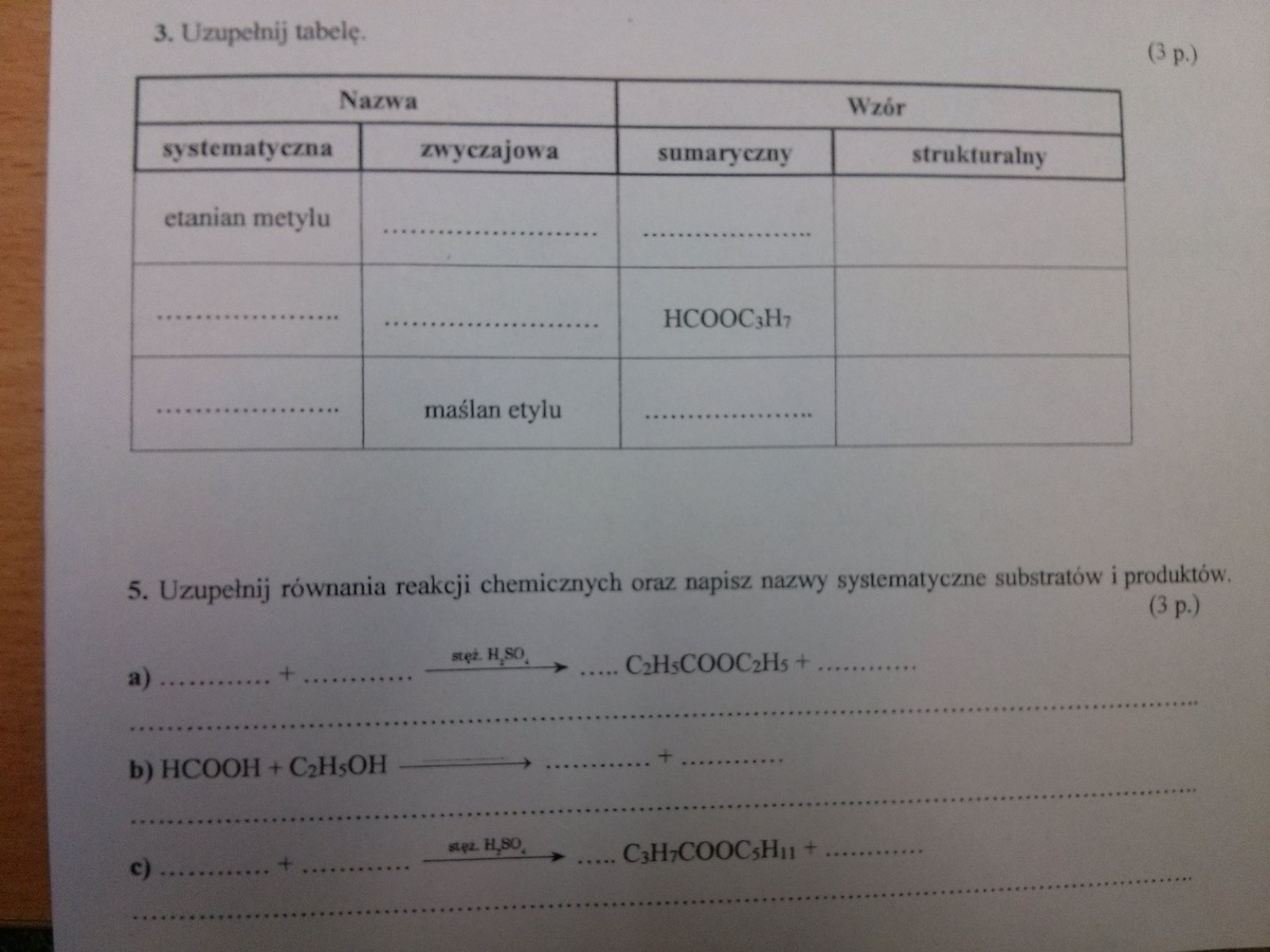 Rozwiąż tabelę z działu "pochodne węglowodorów". Prosiłbym o Sprawdzian Chemia Pochodne Węglowodorów Klasa 8